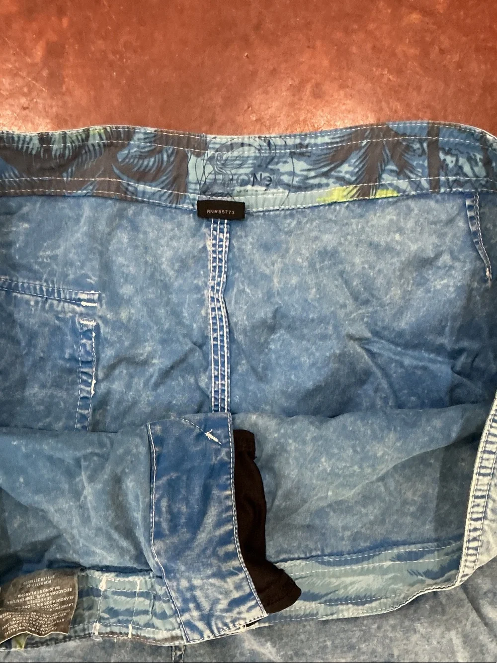 O'Neill Light Blue Men's Swim Board Shorts with Cream Drawstring